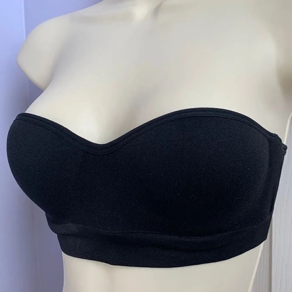 Auden Strapless Push Up Wireless Seamless Bandeau Bra Black